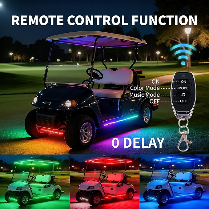 Golf Cart Lights underglow Light kit/Accessories Lighting/Wheel Lights/led Lights underbody/Remote, Music Sync, IP67 Waterproof for EZGO/Yamaha/Club Car (6Pcs)