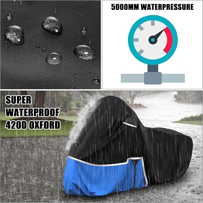 Waterproof Motorcycle Cover Replace for Indian Chieftain/Challenger, 420D Oxford Cloth Customized Motorcycle Cover for Snow Rain Dust Protection