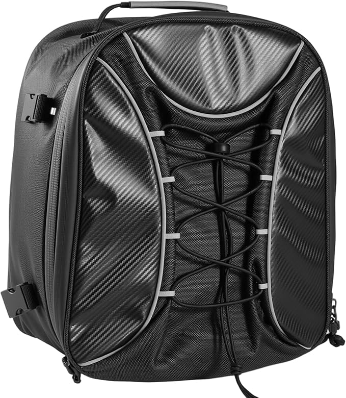 VEVOR Motorcycle Tail Bag, Dual Use Motorcycle Rear Seat Bag with Waterproof Rain Cover, 22-34 L Expandable Outdoor Sports Motorbike Luggage Storage Backpack Handbag with Straps