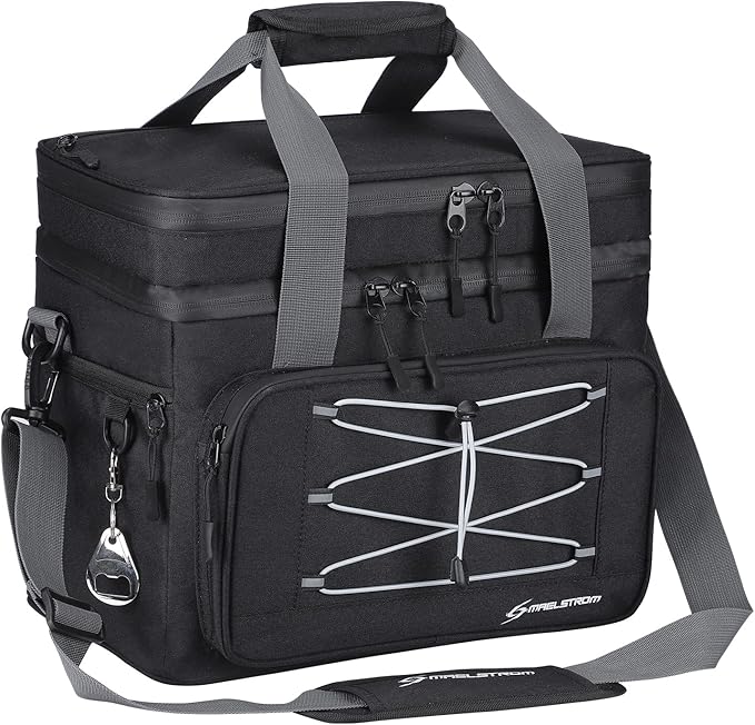 Maelstrom Portable Collapsible Soft Cooler Bag – 24/30/60 Cans Double-Deck Leakproof Ice Chest for Beach, Camping & Grocery