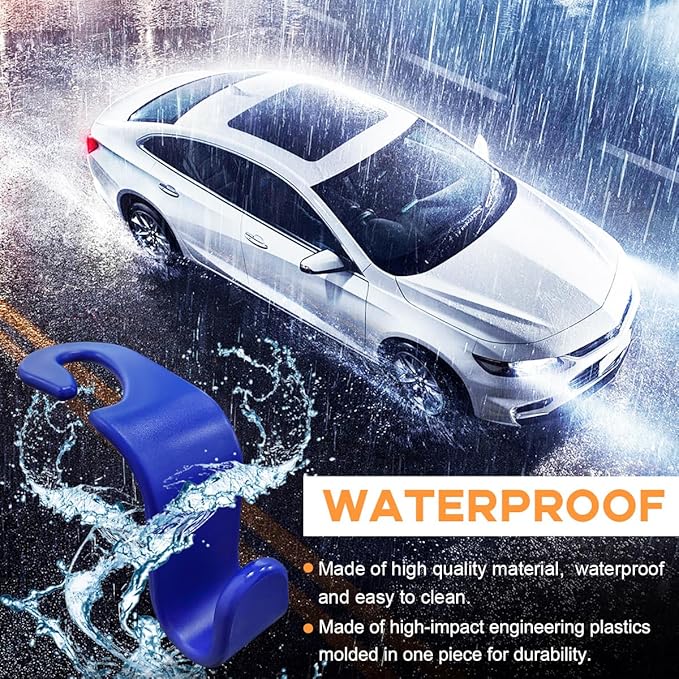 4PCS Car Seat Headrest Hook, Auto Back Seat Hanging Storage Organizer, Vehicle Seatback Hanger Holder for Purse Handbag Coat Umbrella, Universal Interior Car Accessories (Dark Blue)