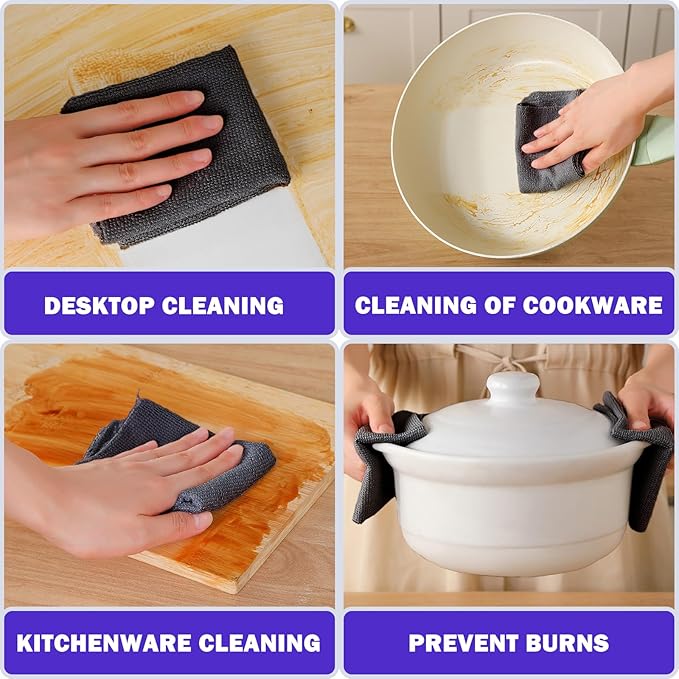Puomue 55 Pack Microfiber Cleaning Cloth Roll, Tear Away Reusable Towels, 11" X 9", Ultra Absorbent & Lint Free Microfiber Cloth for Cleaning Cars, Kitchen, Window, Home and Shop, Black