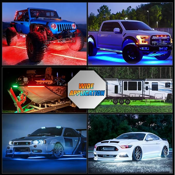 Nilight 8Pcs RGBW Aluminum Underglow Neon Accent Strip Lights 252LEDs Door Assist Multi Color DIY Sound Active Function Music Mode with APP and Remote Control Underbody Light Strips for Car Truck RV