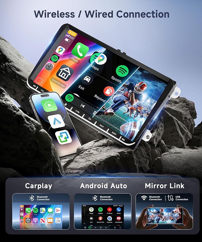 8 Core 6G+128G Android Car Stereo for VW Golf MK5 MK6 Passat Jetta Tiguan T5 EOS Polo with Wireless CarPlay Android Auto, 9” Touchscreen Car Radio GPS WiFi SWC Bluetooth 32EQ Backup Camera