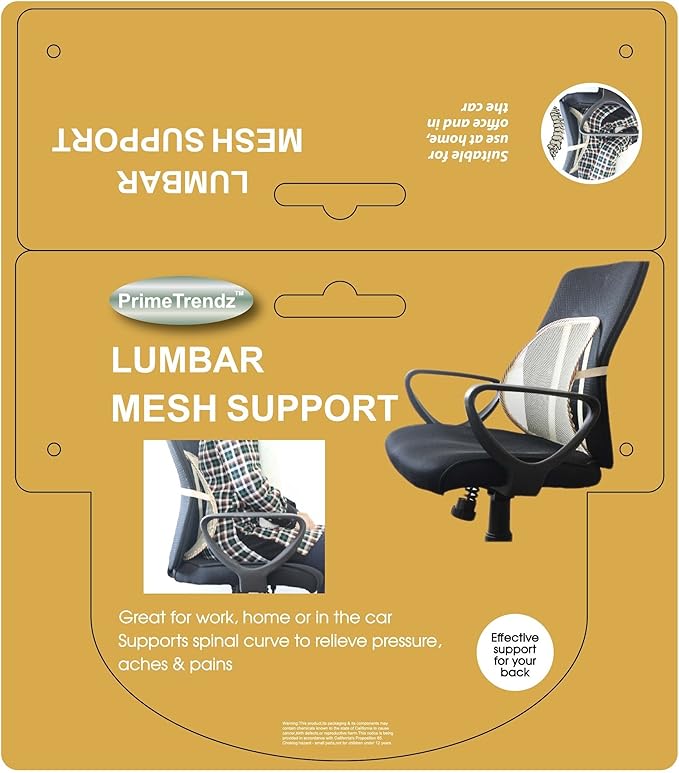Black Lumbar Mesh Back Brace Support Office Home Car Seat Chair Ventilate Cool Cushion Pad with Massage | Breathable, Massage Beads for Ultimate Comfort (1 Piece)