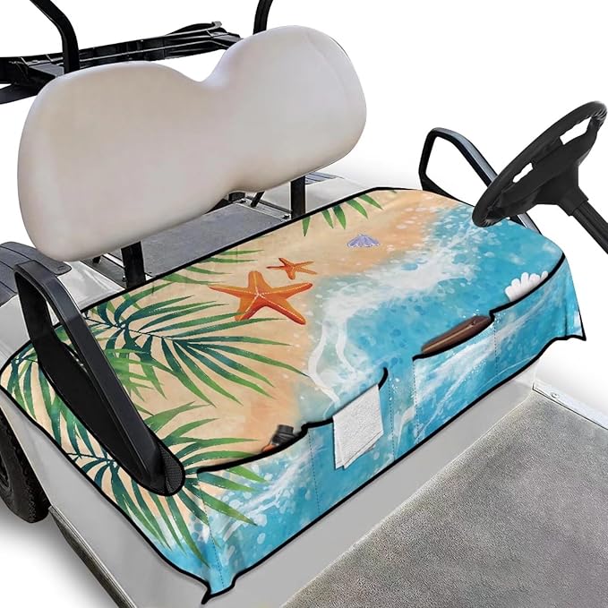 Biyejit Golf Cart Seat Covers with 4 Pockets Golf Cart Seat Towel Blanket Fits 2-Seat Golf Carts, Golf Cart Accessories