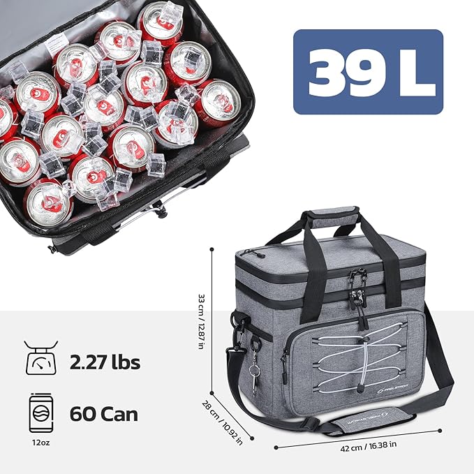 Maelstrom Portable Collapsible Soft Cooler Bag – 24/30/60 Cans Double-Deck Leakproof Ice Chest for Beach, Camping & Grocery