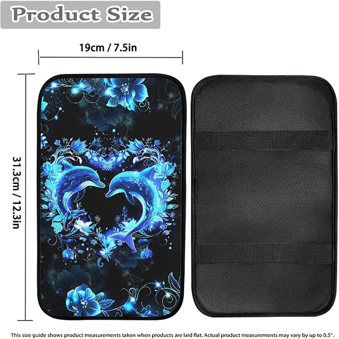 Blue Dolphin Car Armrest Pads Car Armrest Cushion Arm Rest Covering Car Middle Console Covers Non Slip Universal Fit for Truck Auto SUV Car Accessories
