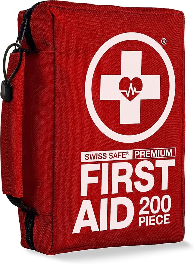 Swiss Safe 2-in-1 First Aid Kit for Car, Travel & Home, Businesses - Bonus Mini Kit for Medical Emergency Aid, Survival, Camping - 200 Pcs, Medium FAK