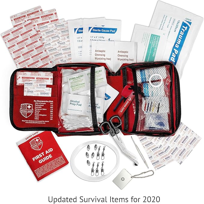 Swiss Safe 2-in-1 First Aid Kit for Car, Travel & Home, Businesses - Bonus Mini Kit for Medical Emergency Aid, Survival, Camping - 200 Pcs, Medium FAK