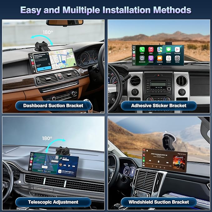 11.5" Portable Carplay Screen for Car,Wireless Car Play Screen with Carplay,Android Auto,OTA Updates,60FPS,4K Dash Cam + 1080P Backup Cam (with a Camera Bracket),Voice Control,GPS Navigation