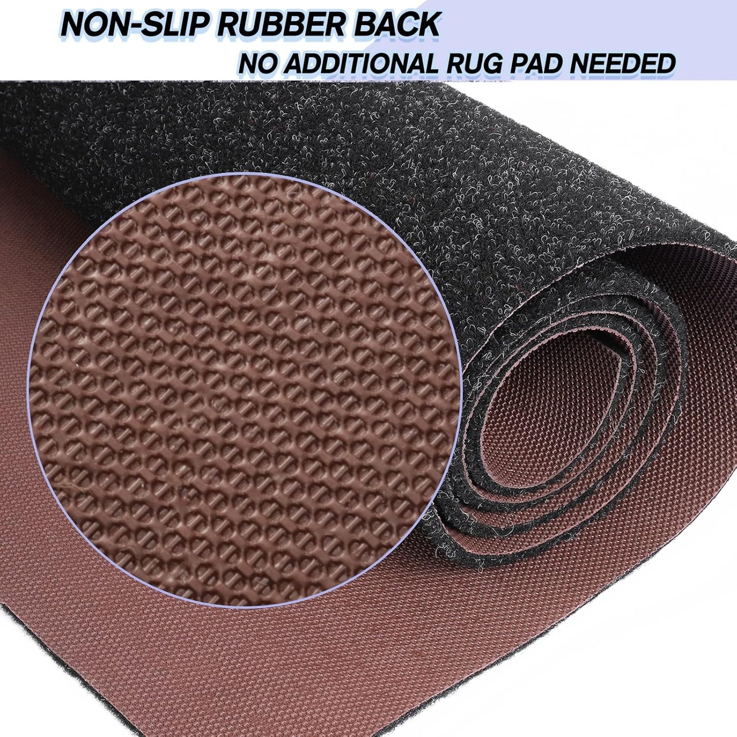 Custom Size Backed Non-Slip Area Rugs Runner, Easy Clean, Waterproof Runner Rugs for Hallway Entryway, Kitchen, Laundry, 2FT x 51FT, Black