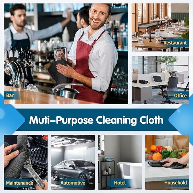 FIXSMITH Black Microfiber Cleaning Cloth -Pack of 24, Highly Absorbent Cleaning Rags, 16"X12" All Purpose Cleaning Towels for Housekeeping, Kitchen, Car, Lint Free and Reusable Microfiber Towels