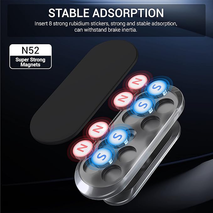 TT&C 2-Pack Magnetic Phone Mount for Car Dashboard - Super Strong N52 Cell Phone Holder (High-Bond Adhesive) - Compatible with Samsung Galaxy S25 S24 S23 Ultra, Pixel 9 & All Other Phones