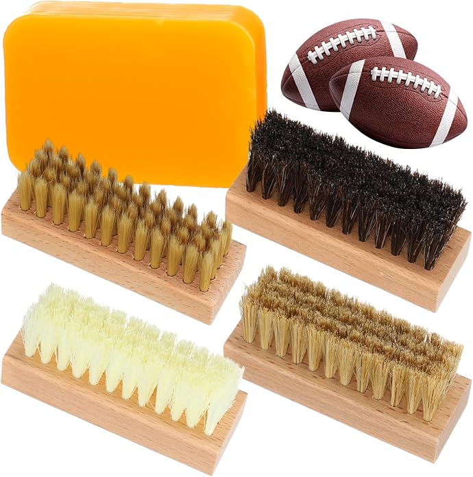 Didaey 5 Pcs Football Prep Kit for Improved Tack Leather Football Conditioning Brush and Wax Set for Youth Adult Training Leather Bowling Ball Sneaker Maintenance