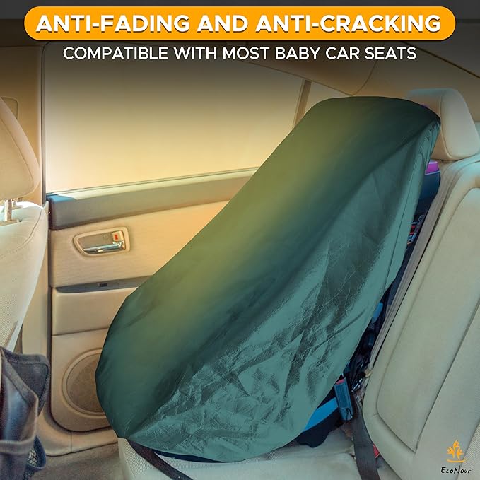 EcoNour Baby Car Seat Sun Shade Cover | Infant Car Seat Heat Protector | Reflective Shield Keeps Baby Seat Cool | UV Protection Cover for Travel | Green