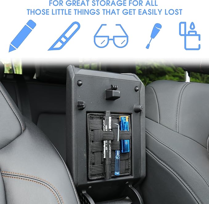 sukemichi Center Console Organizer MOLLE Panel for Ford Bronco Accessories 2021-2025 2026 Armrest Organizer Storage Holder Tactical Pouch Multi-Purpose Utility Gadget Gear Tool Bag