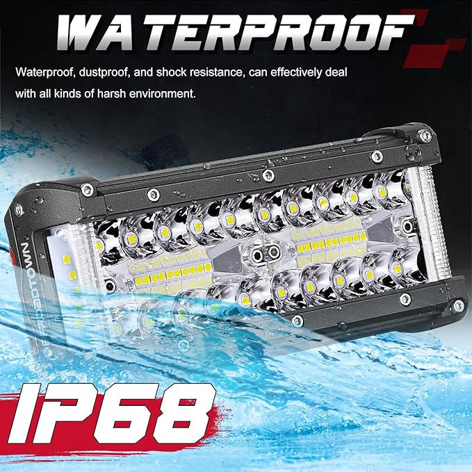 OFFROADTOWN 7inch LED Light Bars Side Shooter LED Pods Off Road Fog Lights Driving Lights Cube with Black Red Blue Side Cover for Truck ATV UTV Motorcycle Pickup Boat