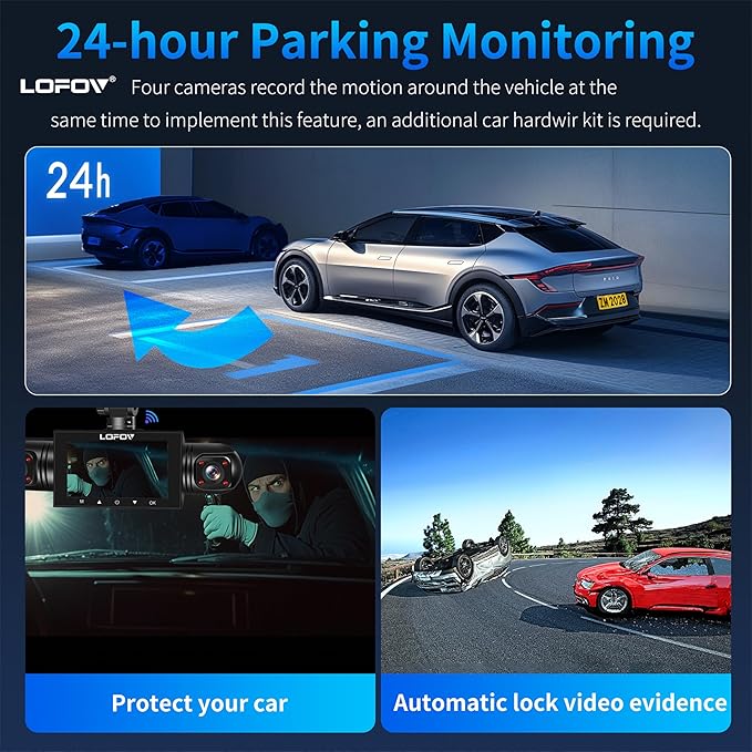 4 Channel Dash Cam 360° View, 2K Front and Rear Inside, Left Right Dash Camera for Cars, 8 IR Lamps Night Vision, 5G WiFi & APP Control, G-Sensor, Parking Mode, with a Free 64GB SD Card