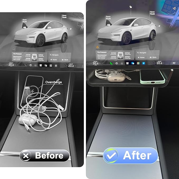 Under Screen Storage Organizer for Tesla Model 3 (2024-2026) & Model Y (2025-2026) – Center Console Tray for Highland & Juniper, Tesla Accessories