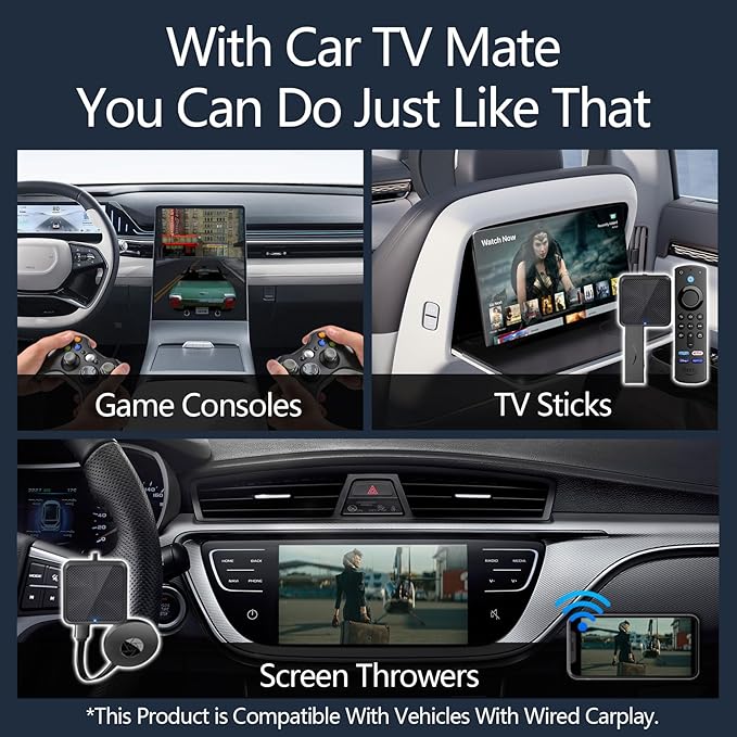 Wireless Carplay Adapter, Android Auto Adapter 2025 Carplay, Plug and Play, Convert Wired to Wireless Supports Car Original Control, Mini Car Play Box for Cars