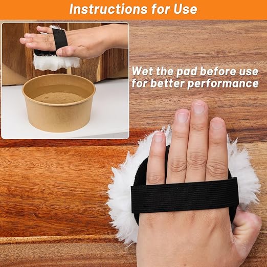 8 Pcs Lambswool Stain Pad 4'' Reusable Wood Stain Applicator Pads Lambswool Wax Applicator Staining Pads for Wood Furniture,Floors,Latex Oil Based Finishes Paints Buffing polishing