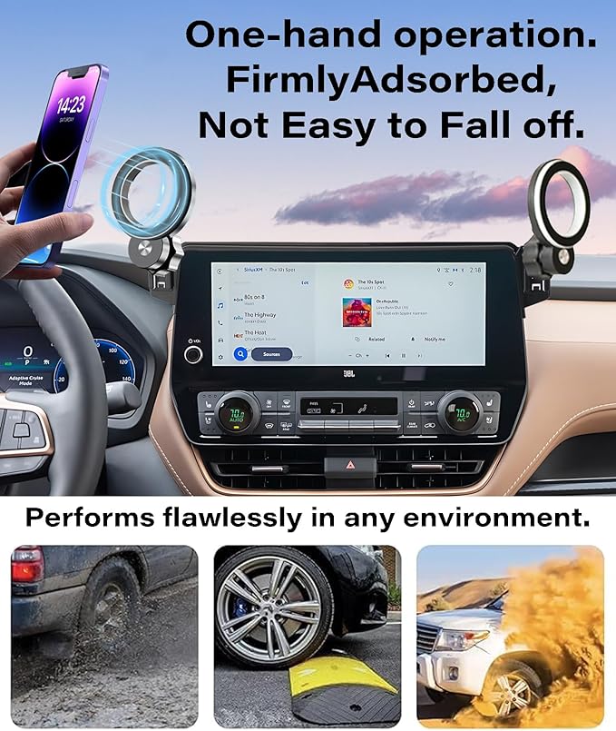 Magnetic Car Phone Holder for Toyota Grand Highlander/Grand Highlander Hybrid 2024 2025 2026 Accessories Apply to 12.3 Inch Screen Fixed Clip MagSafe Passenger Cell Phone Mount