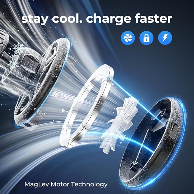 for Magsafe Car Mount Charger 25W, Rapid Cooling Fast Wireless Charging Phone Holder, Dual Mount for Tesla Screen & Air Vent, 45W Adapter Included, for iPhone 17-13 & Samsung S26/S25