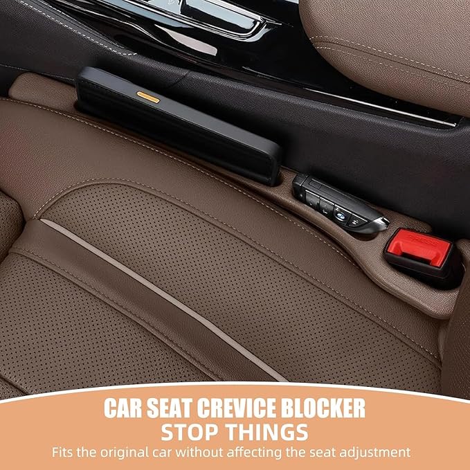 Car Seat Gap Filler Set of 2, Premium Interior Car Accessories, Multifunctional Car Storage Solution with Non-Slip Design, Fits Most Vehicles (Black)
