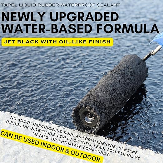 Black Liquid Rubber Waterproof Coating - 3X Stronger Sealant for Foundation, Pond & Roof Repair - Heavy Duty Elastomeric Membrane for Concrete, Metal & Wood - UV Resistant & Body Safe - 1 Quart