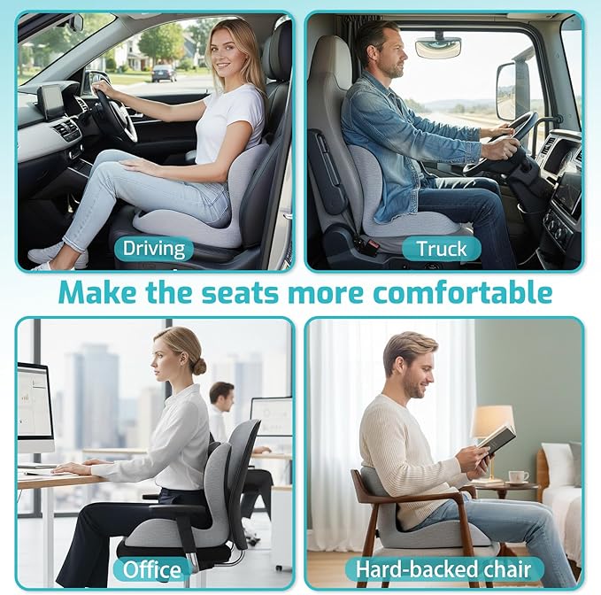 Ergonomic Seat Cushion,Office Chair Cushion with Lumbar Support Pillow,Car Orthopedic Seat Cushions,Designed for Sciatica,Tailbone,Back Pain Relief,for Office,Car,Truck,Home,Desk Chair