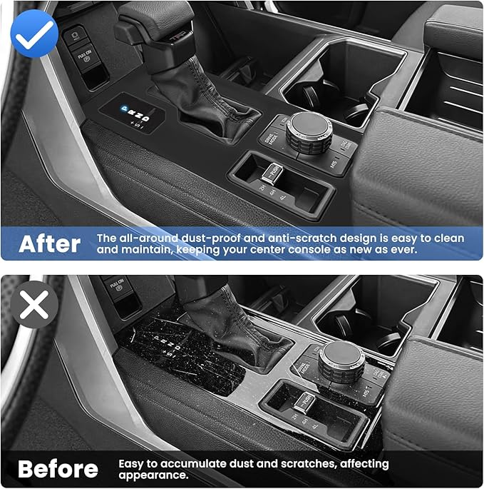 Autorder Central Control Gear Shift Panel Trim Cover for 2022 2023 2024 2025 2026 Toyota Tundra/Sequoia Accessories,Silicone Dashboard Gear Shift Cover Panel for Scratch & Dust Resistant - Black