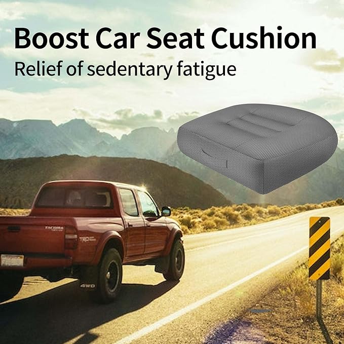 ESMING Car Booster Seat Cushion with Adjustable Height for Short Drivers, Tailbone Pain Relief, Breathable Mesh Memory Foam for Truck SUV Office Chair 15.7x15.7x4.7 Inches - Gray