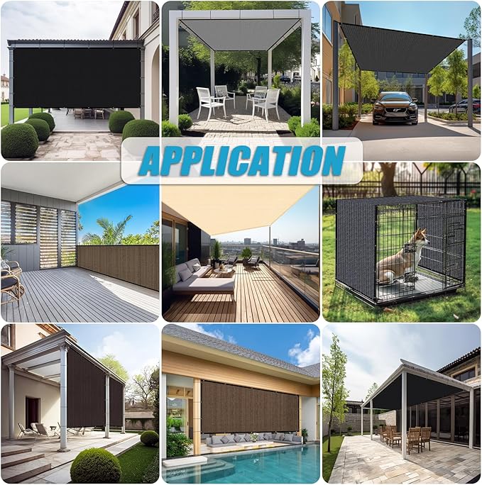 Amagenix 90% Shade Fabric 16'X 19' Mocha Sun Shade Cloth with Grommets for Pergola Replacement Shade Cover Canopy, Heavy Duty, Cable Zip Ties Included (We Customized)