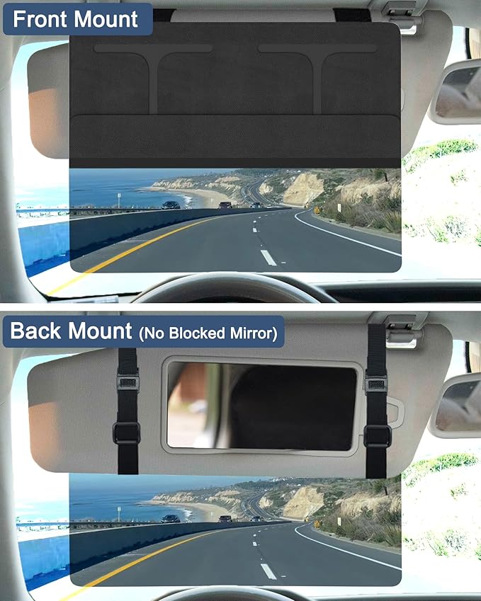 NAZZO Car Visor Extender Sun Blocker, Polarized Sunvisor Extension with Removable Magnetic PC Lens, Anti Glare Car Visor Extended for Safe Driving, Universal for SUV, Family Automotive, Black