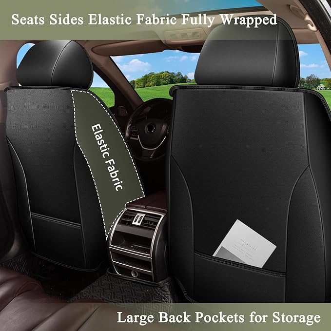 Car Seat Covers Front Pair for Subaru Legacy 1995-2024 2025 2026: Breathable Perforated Leather Seat Cover (Black&Grey)