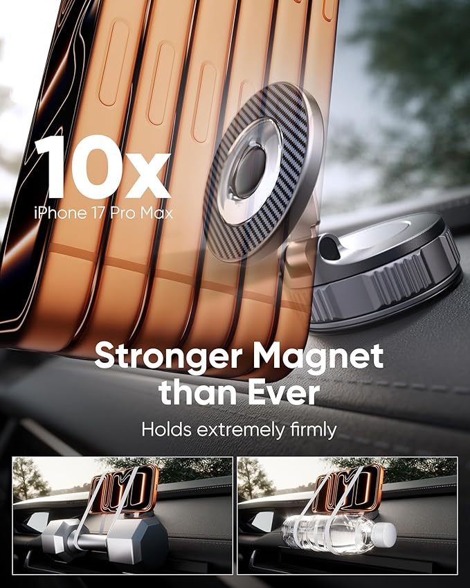 Vacuum Magsafe Car Phone Holder [120+ LB Strongest Suction & 3000gf Strongest Magnetic] 360° Adjustable Magnetic Car Phone Mount, Phone Holders for Your Car for iPhone 17 Pro Max 16 15 14 13 12 Plus