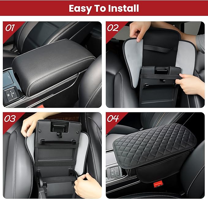 Extended Car Center Console Cover with 2 Storage, Microfiber Leather Car Armrest Cover Cushion For SUV Truck , Universal Car Accessories Memory Foam Comfort Stylish Leather Design (Black longer)