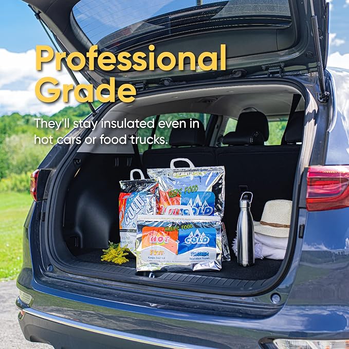 Superio Hot and Cold Insulated Bags for Food Delivery, Grocery Shopping Bags, Food Storage for Hot and Frozen Food for Travel, Disposable Cooler Bag, Reinforced Thermal Lunch Bag (1, 13"x7"x15.5")
