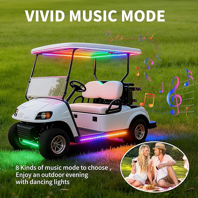 Golf Cart Lights underglow Light kit/Accessories Lighting/Wheel Lights/led Lights underbody/Remote, Music Sync, IP67 Waterproof for EZGO/Yamaha/Club Car (6Pcs)