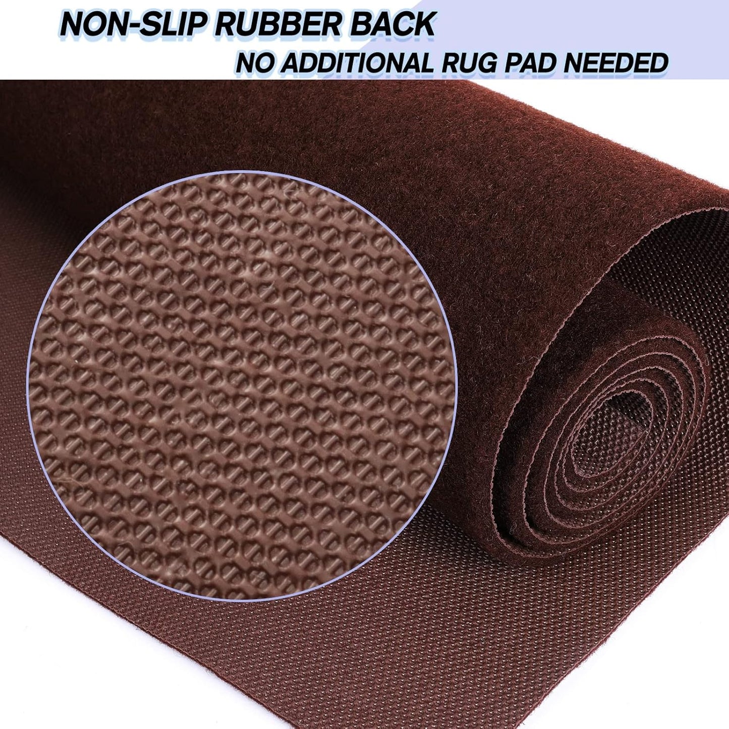 Custom Size Backed Non-Slip Area Rugs Runner, Easy Clean, Waterproof Runner Rugs for Hallway Entryway, Kitchen, Laundry, 4FT x 29FT, Brown