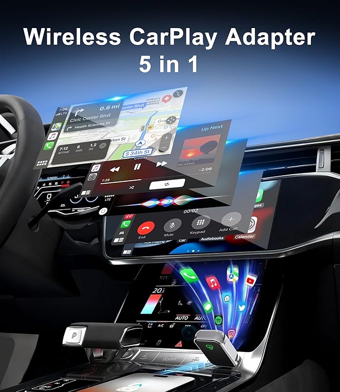 Wireless CarPlay Adapter for Apple iPhone & Android Auto - 2-in-1 Fast & Stable Mini CarPlay Adapter Convert Wired to Wireless, Plug & Play, Auto-Connect, No Delay, BT 5.4, 2.4G/5G WiFi