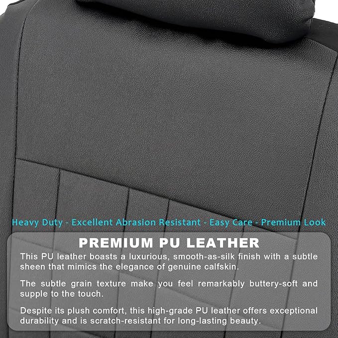 Champlus Car Seat Covers, Premium Leather Ultra Comfort and Thick 2 Front Seat Covers, Universal Fit Automotive Sedan Cars, SUVs, Trucks, Mini Vans, Airbag Compatible, Easy to Install