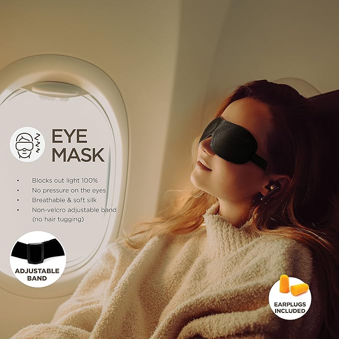 Homeify Airplane Neck Pillow Includes Travel Pillow + Airplane Phone Holder Mount + Eye Masks + Earplugs for Travel, 100% Pure Memory Foam Travel Pillow, 4 Pc Travel Kit, 2 Pack