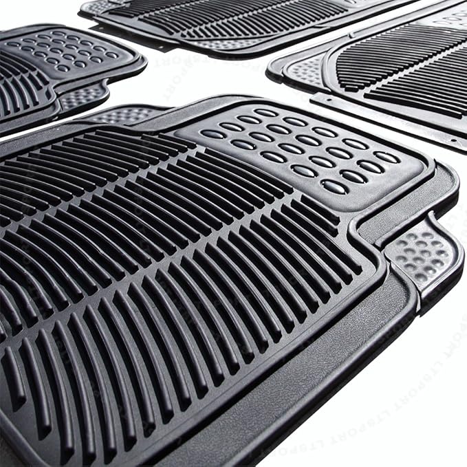 4pcs Waterproof Rubber Floor Mats All Weather Deep Dish Liner Carpet Trimmable