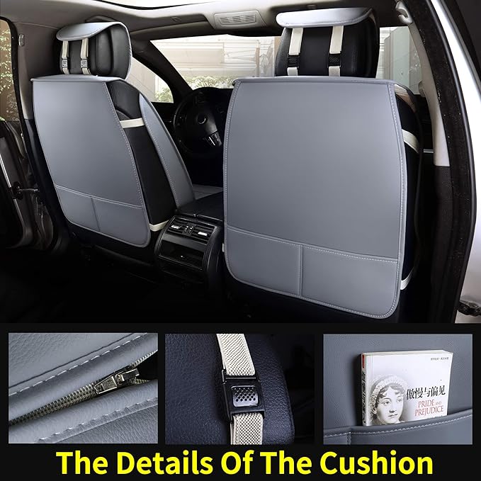 Aierxuan Front Car Seat Covers Universal Fit for Honda Civic Accord CRV, Toyota Camry Prius Rav4 Corolla, Kia, Lexus, Nissan, Mazda, Jeep Cherokee and Most Cars, with Waterproof Leather (Grey)