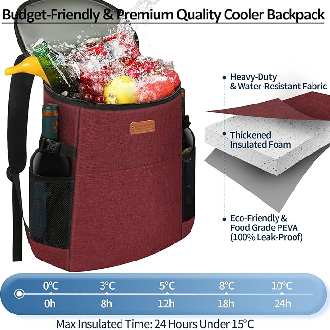 Camping Cooler Backpack 30 45 Cans, Soft Backpack Coolers Insulated Leak Proof Travel Cooler Bag Waterproof Lunch Picnic Beach Work Trip Thermal Bag Drink Beverage Beer Bag Cooler
