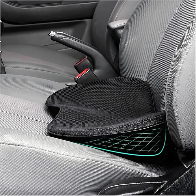 Car Seat Cushion for Ford Mustang 2000-2024, Four Seasons Universal Memory Foam Breathable Non Slip Auto Wedge Seat Pad Sciatica & Lower Back Pain Relief for Driving,Black