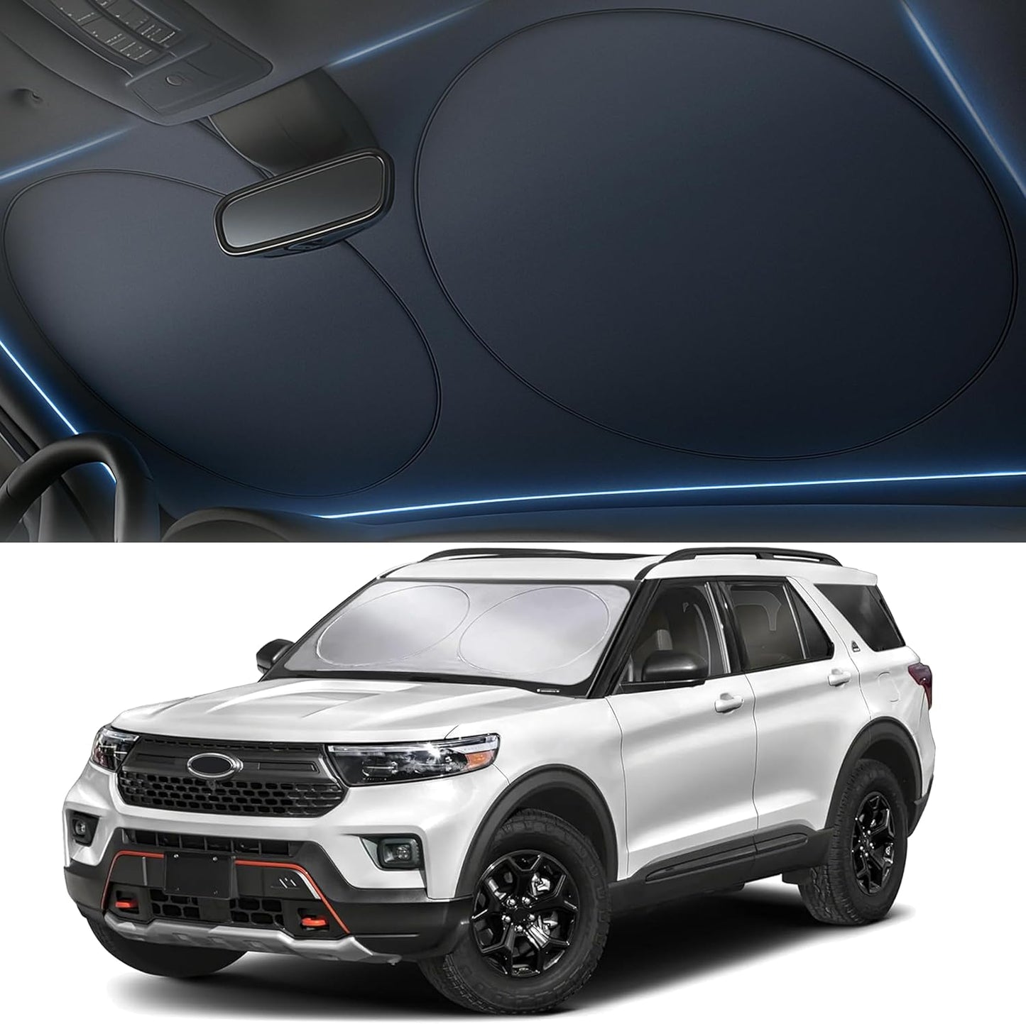 Foldable Windshield Sun Shade for Car – 240T Reflective UV and Heat Shield with Storage Bag | Keeps Interior Cool | Universal Fit for Sedans, SUVs, and Trucks – Medium (64" x 32")
