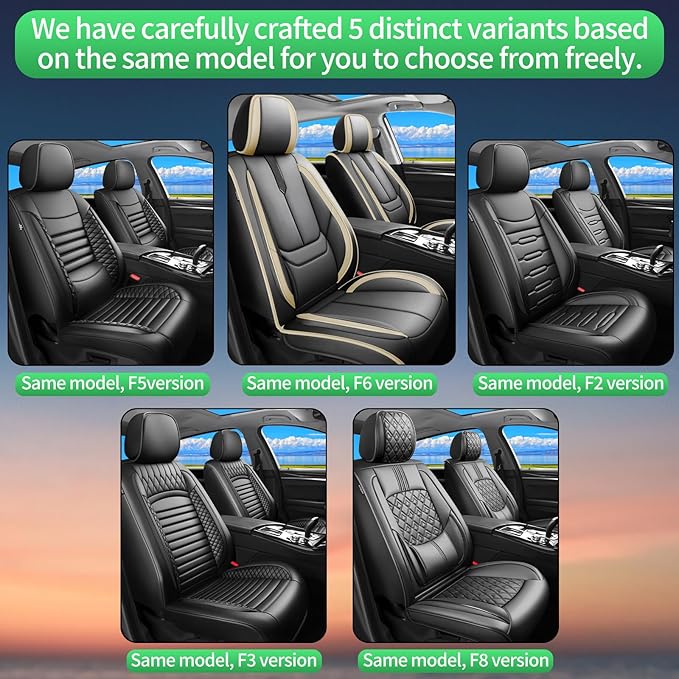 Fit Crosstrek Car Seat Covers for Subaru Crosstrek 2016-2025 2026 -Upgraded Premium Waterproof & Breathable Leather,Airbag Compatible,All-Weather Seat Cushion Protector,2 Front/Black-Beige